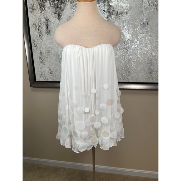 RETROFETE Sherry Sequin Embellished Strapless White Mini Dress Size Small - Picture 2 of 8